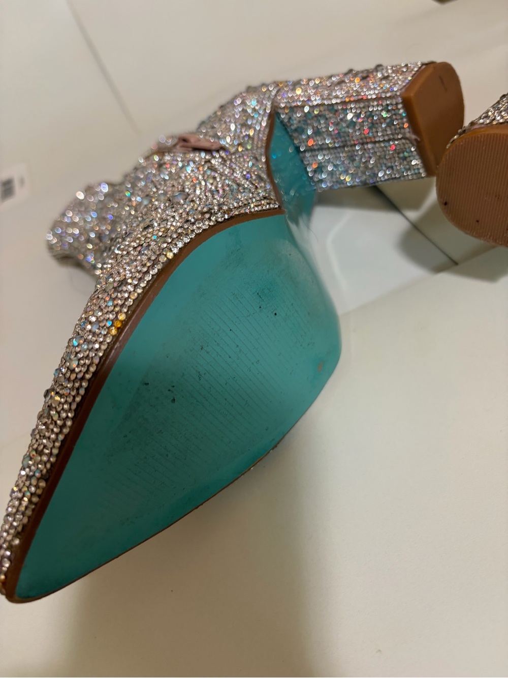 Betsey Johnson Crystal-Embellished Pointed Toe Booties - Silver - Picture 5 of 6